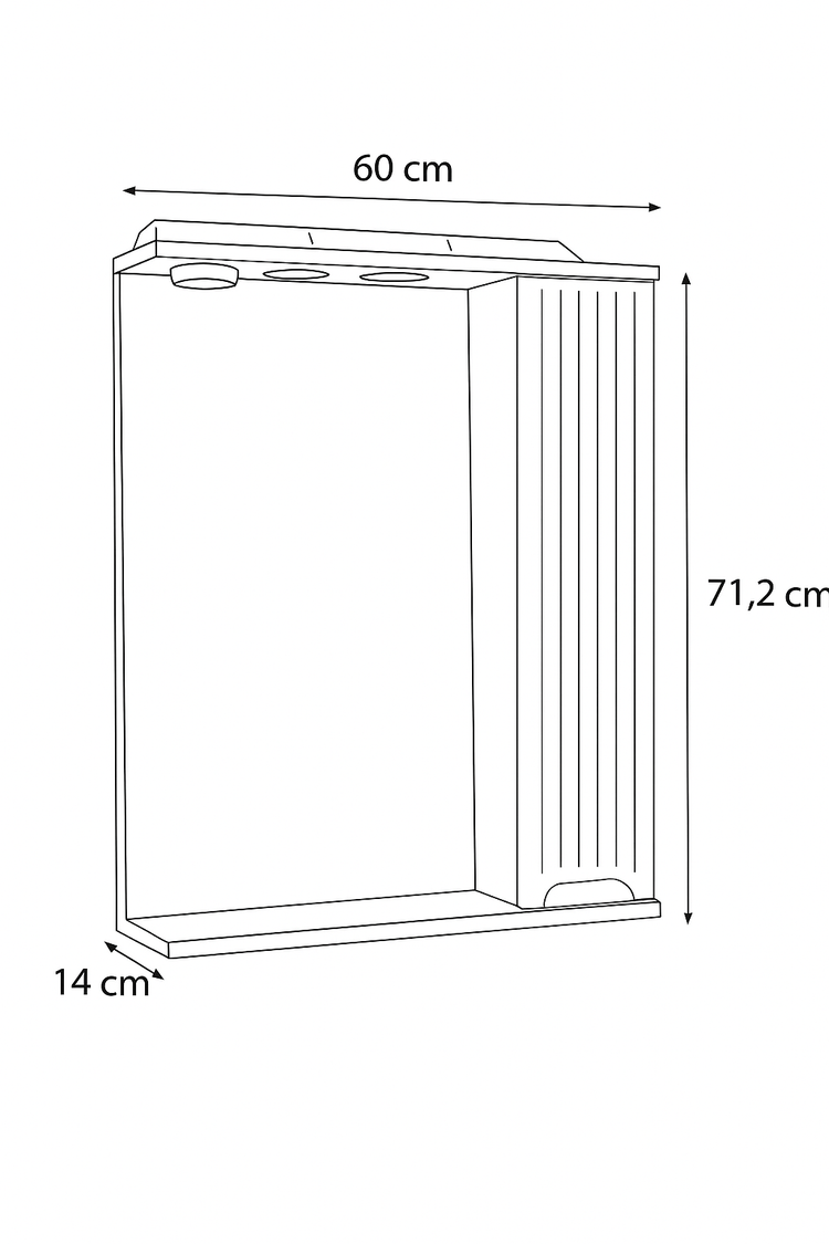 Oglindă MDF, Seria 033, 60cm, Alb