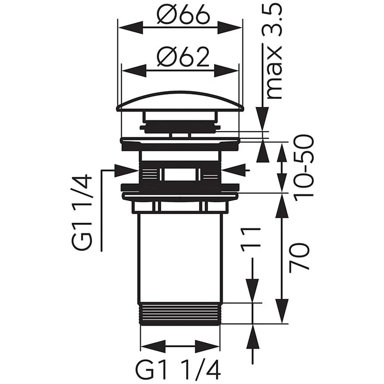 VENTIL LAVOAR FERRO S285G, CLICK-CLACK, ALAMA AURIU, DIAMETRU 1 1/4INCH