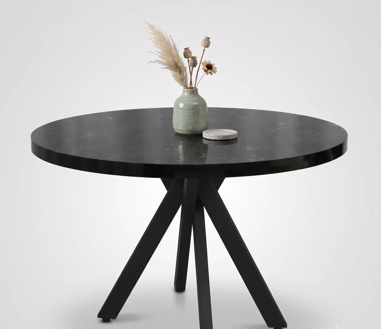 Masa fixa 90*75 cm Xenia,rotunda, Negru marmorat