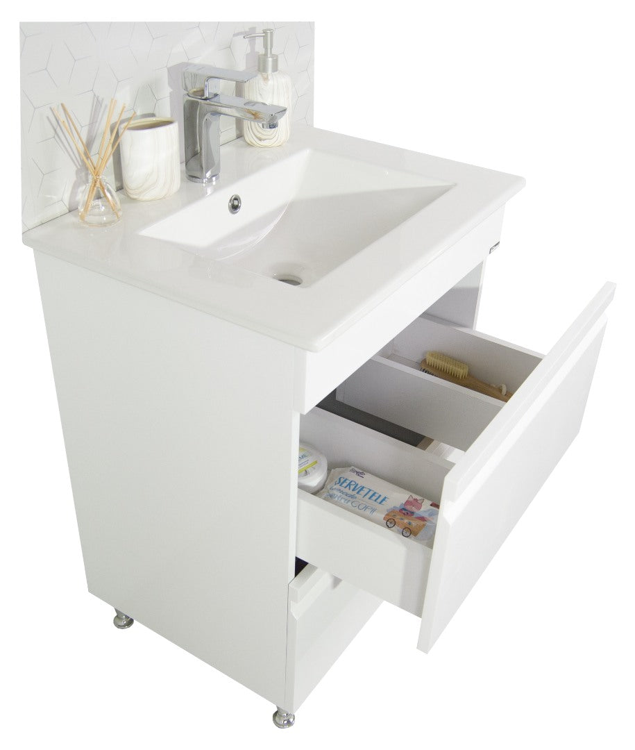 Mobilier Baie MDF și lavoar, Seria 086, Sertare, 70cm, Alb