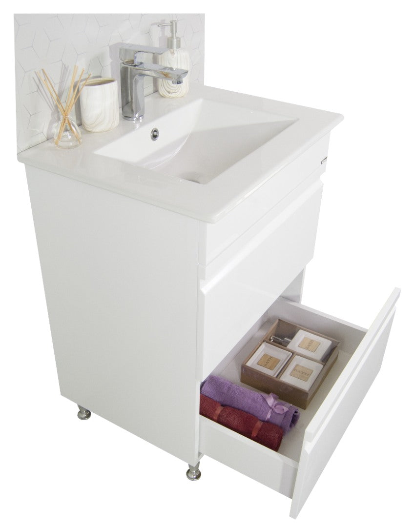 Mobilier Baie MDF și lavoar, Seria 086, Sertare, 70cm, Alb