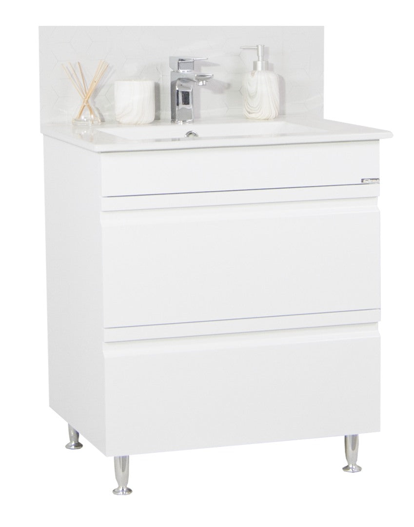 Mobilier Baie MDF și lavoar, Seria 086, Sertare, 70cm, Alb