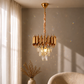Candelabru Cristal VERSAILLES Petito 3xE14, Diametru 30cm, Auriu, Inaltime Reglabila, Metal si Cristal