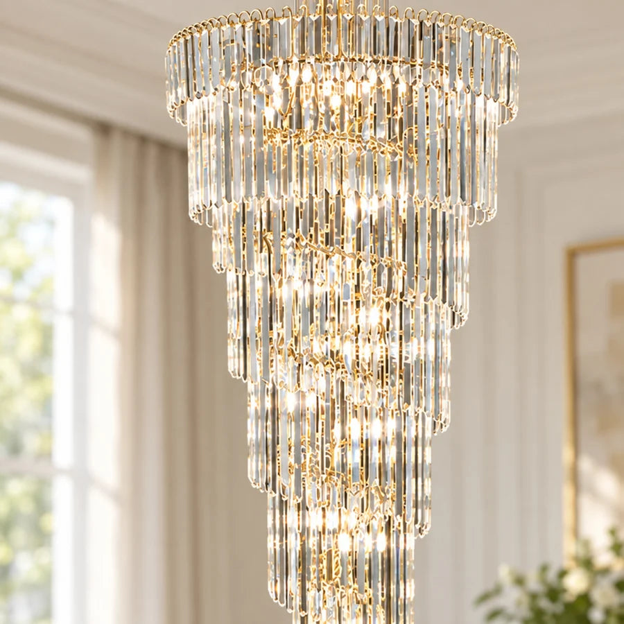 Candelabru Cristal BELLARIVA 27xE14, D60 cm, Auriu, Metal si Cristal-4