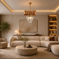 Candelabru Cristal VERSAILLES Petito 3xE14, Diametru 30cm, Auriu, Inaltime Reglabila, Metal si Cristal