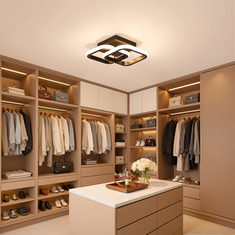 Lustra LED VERTEX Matrix Romburi Suprapuse, Rame Metalice, 48W, 2 Romburi, Lumina Rece/Calda/Neutra 3000K/4000K/6000K, Negru, Metal si Silicon-4
