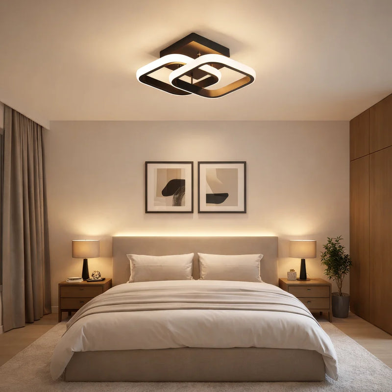 Lustra LED VERTEX Matrix Romburi Suprapuse, Rame Metalice, 48W, 2 Romburi, Lumina Rece/Calda/Neutra 3000K/4000K/6000K, Negru, Metal si Silicon-6