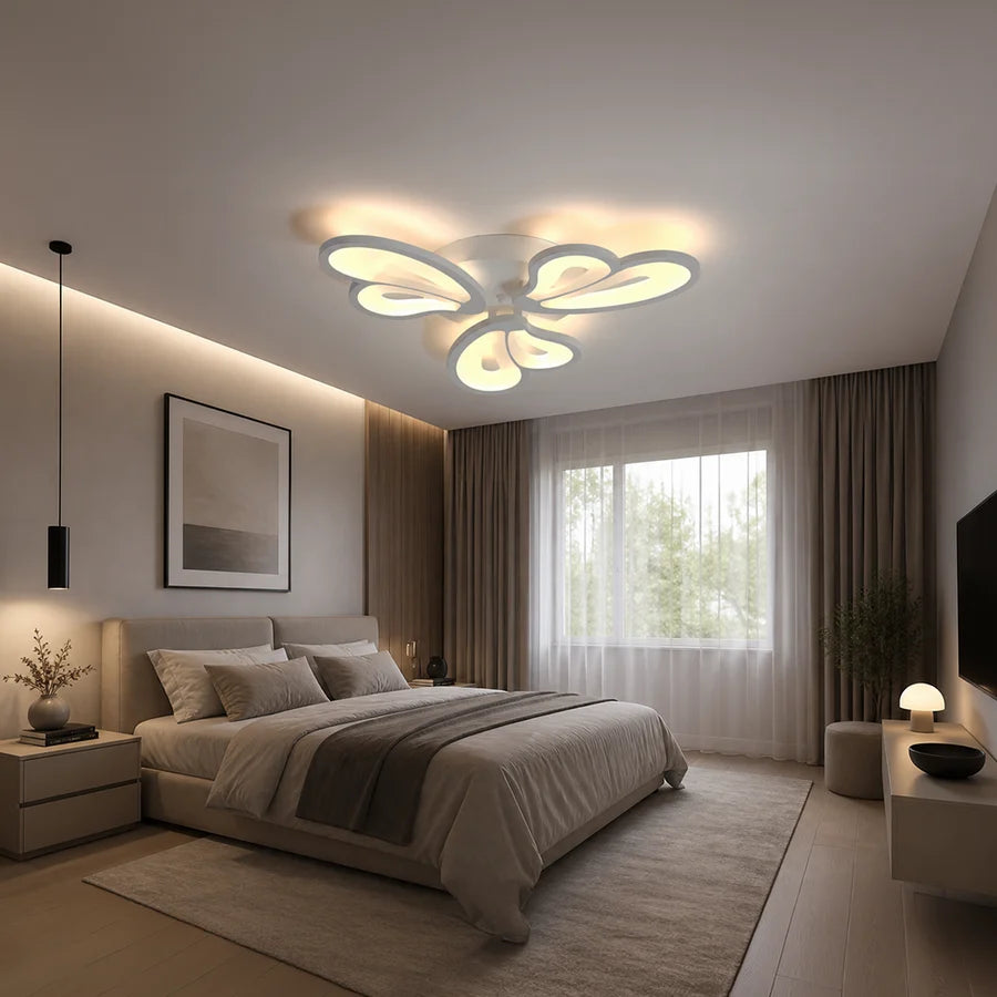 Lustra LED cu telecomanda BLOSSOM 40W, 3 Petale, lumina Rece/Calda/Neutra, Dimabila, Alb-5