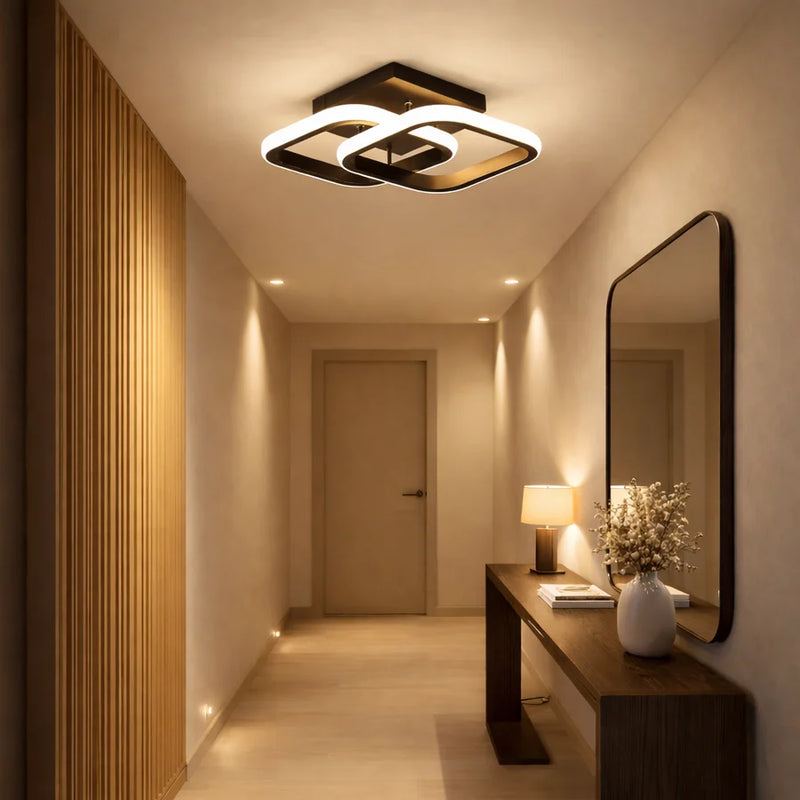 Lustra LED VERTEX Matrix Romburi Suprapuse, Rame Metalice, 48W, 2 Romburi, Lumina Rece/Calda/Neutra 3000K/4000K/6000K, Negru, Metal si Silicon-7