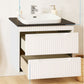 Seria 633 - Mobilier baie MDF cu blat compozit ceramica 60cm ALB + Lavoar Granit