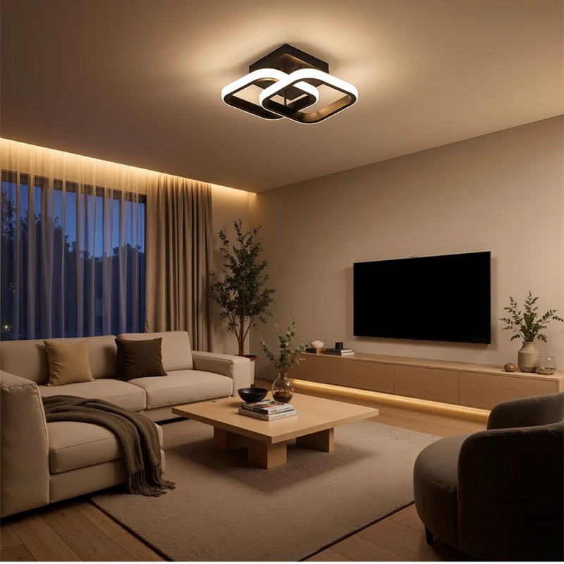 Lustra LED VERTEX Matrix Romburi Suprapuse, Rame Metalice, 48W, 2 Romburi, Lumina Rece/Calda/Neutra 3000K/4000K/6000K, Negru, Metal si Silicon-8