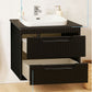 Seria 633 - Mobilier baie MDF cu Blat compozit ceramcia 60cm Negru + Lavoar Granit