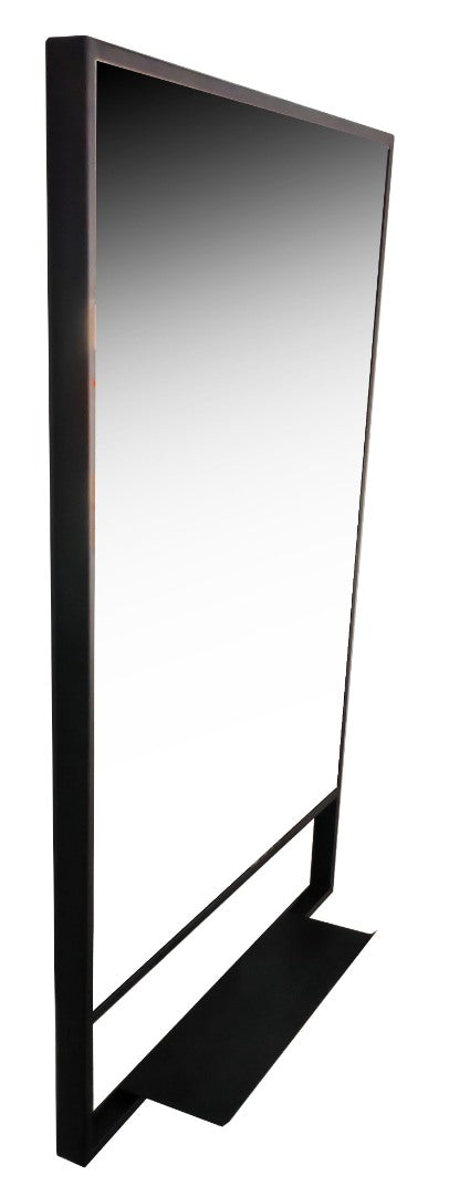 Oglindă cu iluminare LED și întrerupător touch, MD6, 60x95cm, ramă neagră și poliță
