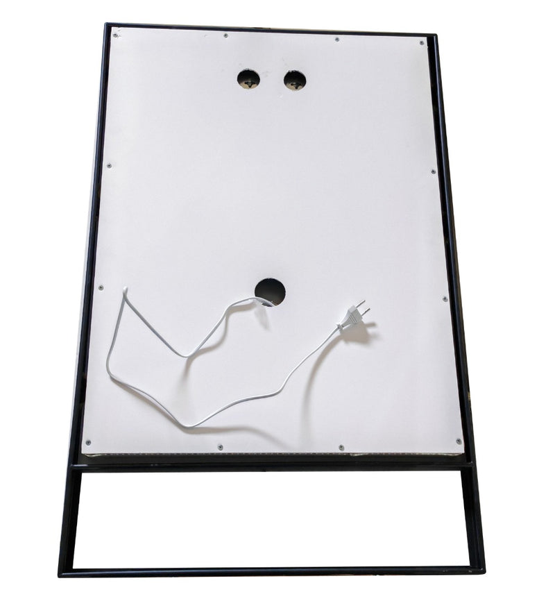 Oglindă cu iluminare LED și întrerupător touch, MD6, 60x95cm, ramă neagră și poliță-3