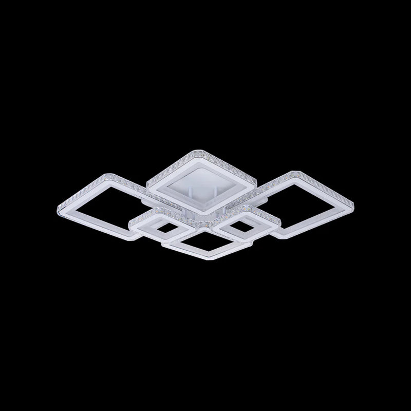 Lustra LED cu telecomanda si cristal QUADRIS RGB 170W, 6 Patrate, Lumina Rece/Calda/Neutra, Dimabila, Alb-4