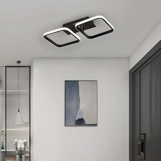Lustra LED VERTEX 16W, 2 Patrate, Liniara, lumina Rece/Calda/Neutra, Neagra