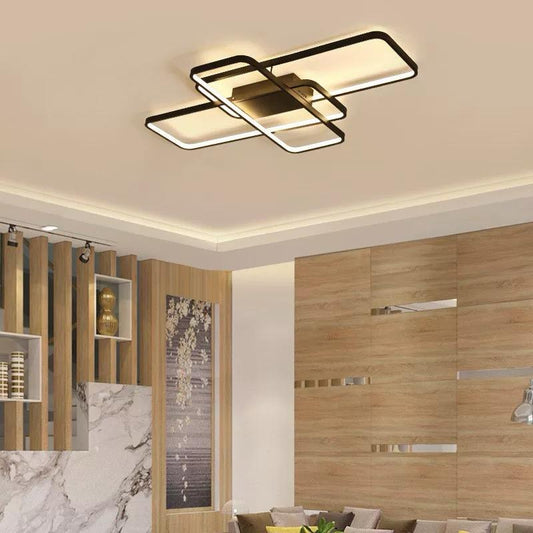 Lustra LED cu telecomanda AXIS 68W, 3 Elemente, lumina Rece/Calda/Neutra, Dimabila, Negru