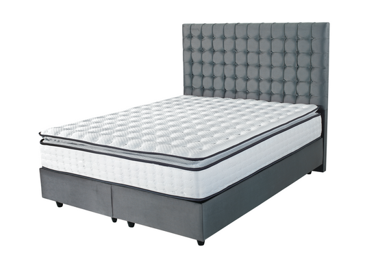 Pat Boom, 160x200 cm, gri, cu saltea si somiera metalica rabatabila