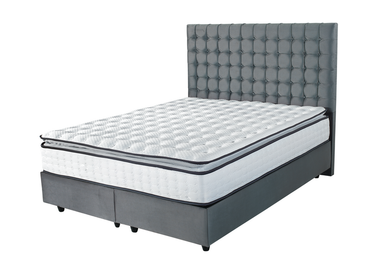 Pat Boom, 160x200 cm, gri, cu saltea si somiera metalica rabatabila