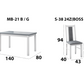 Set masa extensibila 140-180x80 cm cu 6 scaune tapitate, mb-21 modena1 si s-38 boss14 b24b, alb/grafit, lemn masiv de fag, stofa