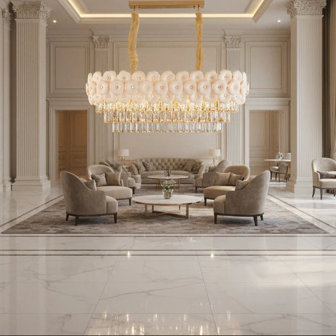 Candelabru Cristal PETAL Regalis 12xE14, 80x30 cm, Auriu, Inaltime Reglabila, Metal si Cristal-3