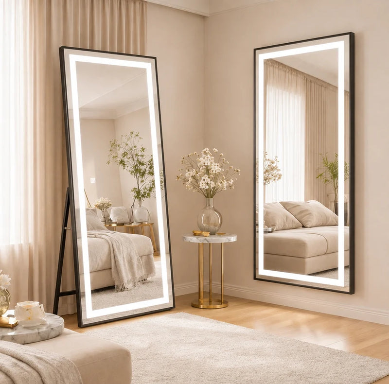 Oglinda LED Rectangulara, Rama Neagra, 50x160cm, Dimabila, Lumina Rece/Calda/Neutra, Dressing Couture-3