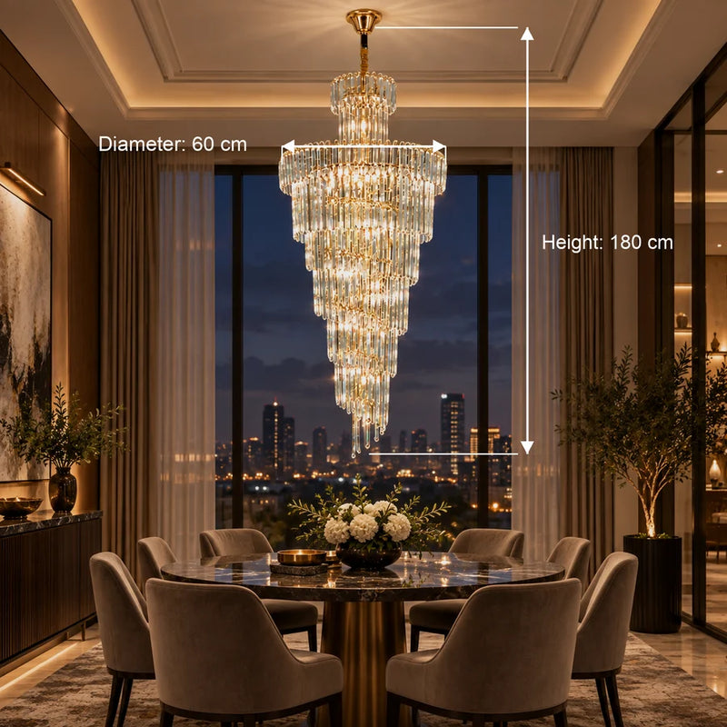 Candelabru Cristal BELLARIVA 27xE14, D60 cm, Auriu, Metal si Cristal-6