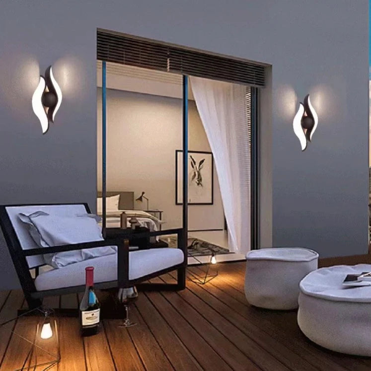 Aplica LED AX215, Exterior / Interior, 2 Surse, 12W, Negru, 3000K-4