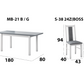 Set masa extensibila 140-180x80 cm cu 6 scaune tapitate, mb-21 modena1 si s-38 boss14 b24b, alb/grafit, lemn masiv de fag, stofa