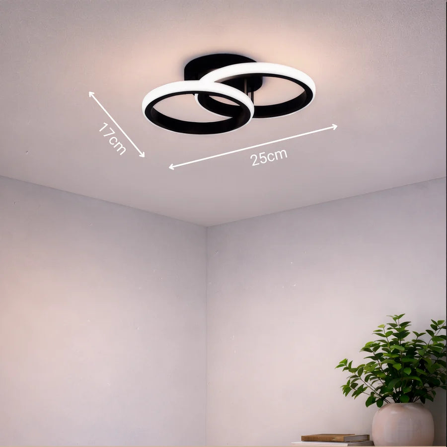 Lustra LED VERTEX CIRCULA 21W, 2 Cercuri, Rame Metalice, lLumina Rece/Calda/Neutra 3000K/4000K/6000K, Negru, Metal-4