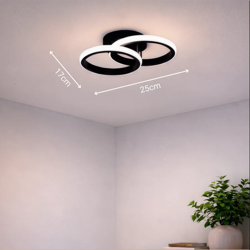 Lustra LED VERTEX CIRCULA 21W, 2 Cercuri, Rame Metalice, lLumina Rece/Calda/Neutra 3000K/4000K/6000K, Negru, Metal-4