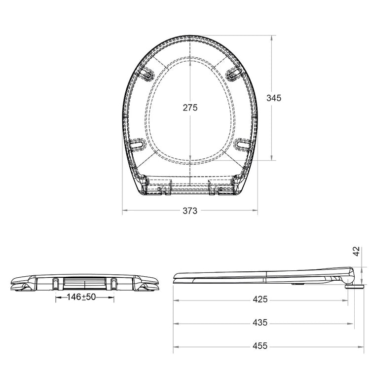 Capac WC din duroplast, Eurociere Everest 1108SC, alb, inchidere lenta, 373 x 455 mm