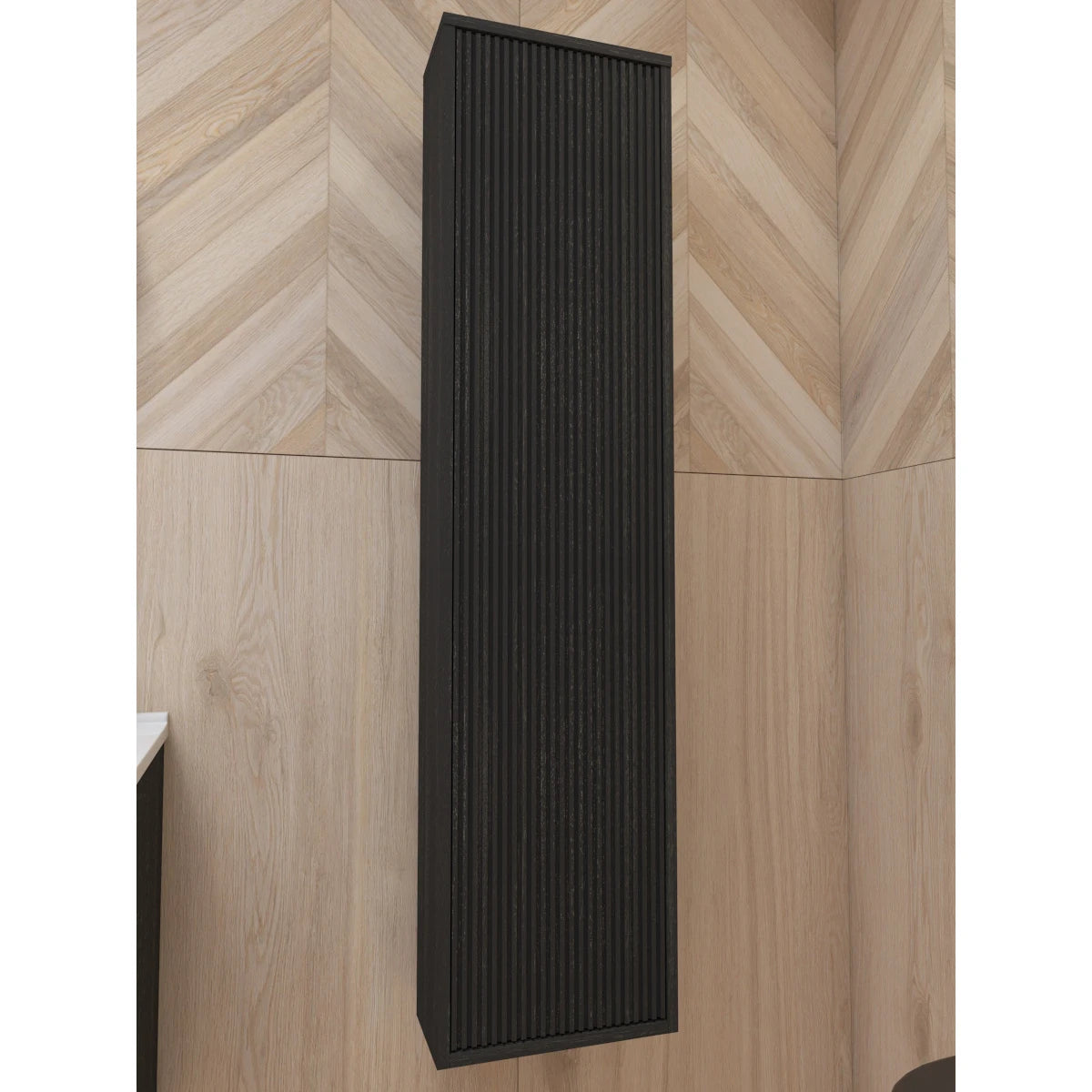 Dulap baie suspendat, Savini Due Sidney 2320C/F45, 1 usa, negru, 33.7 x 16 x 138.6 cm