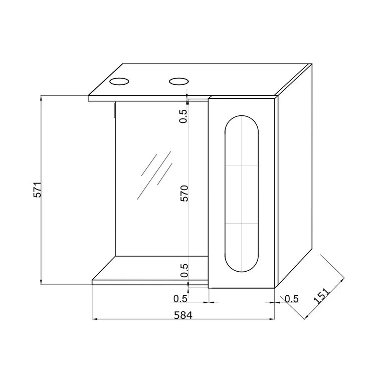 Dulap baie cu oglinda si iluminare, o usa, dreapta, Savini Due Eko 938D/LED, 58.4 x 15.1 x 57.1 cm