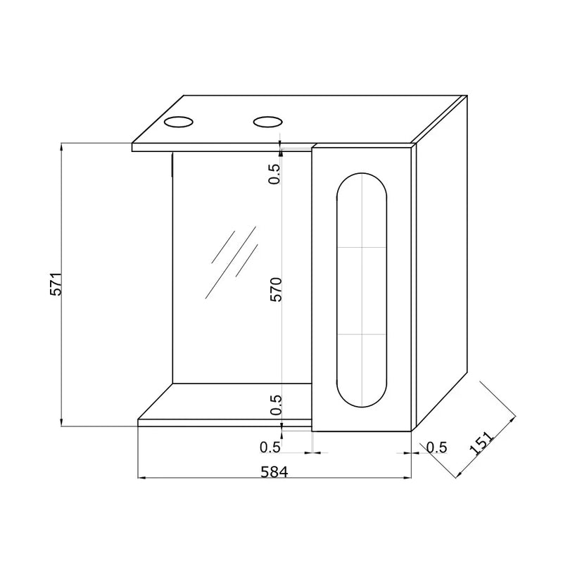 Dulap baie cu oglinda si iluminare, o usa, dreapta, Savini Due Eko 938D/LED, 58.4 x 15.1 x 57.1 cm-2