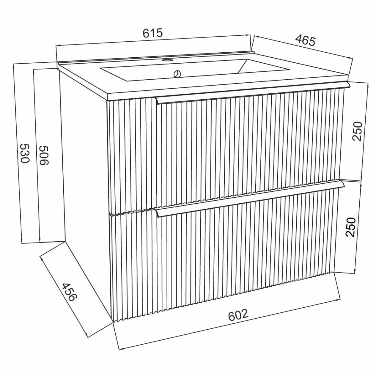 Masca baie + lavoar Savini Due Sidney 60, cu sertare, negru, suspendat, 61.5 x 46.5 x 53 cm