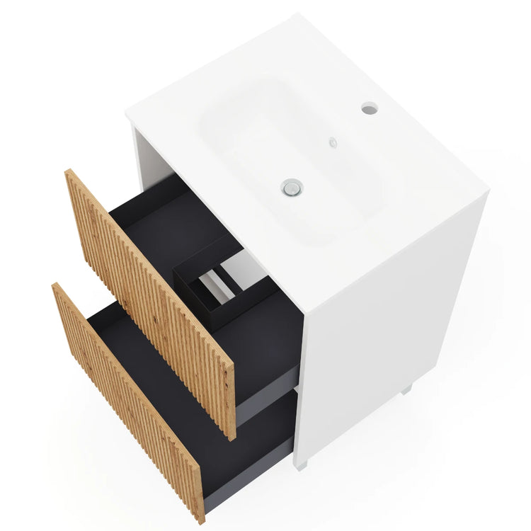 Creta 60 - Set mobilier savini due alb/stejar