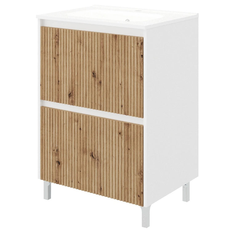 Creta 60 - Set mobilier savini due alb/stejar