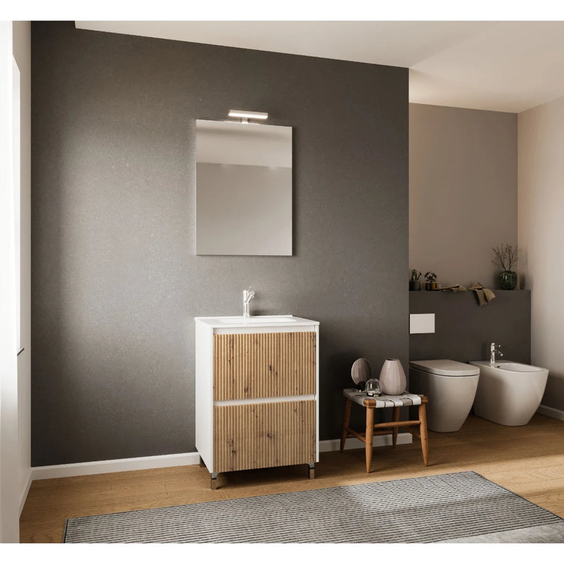 Creta 60 - Set mobilier savini due alb/stejar-1