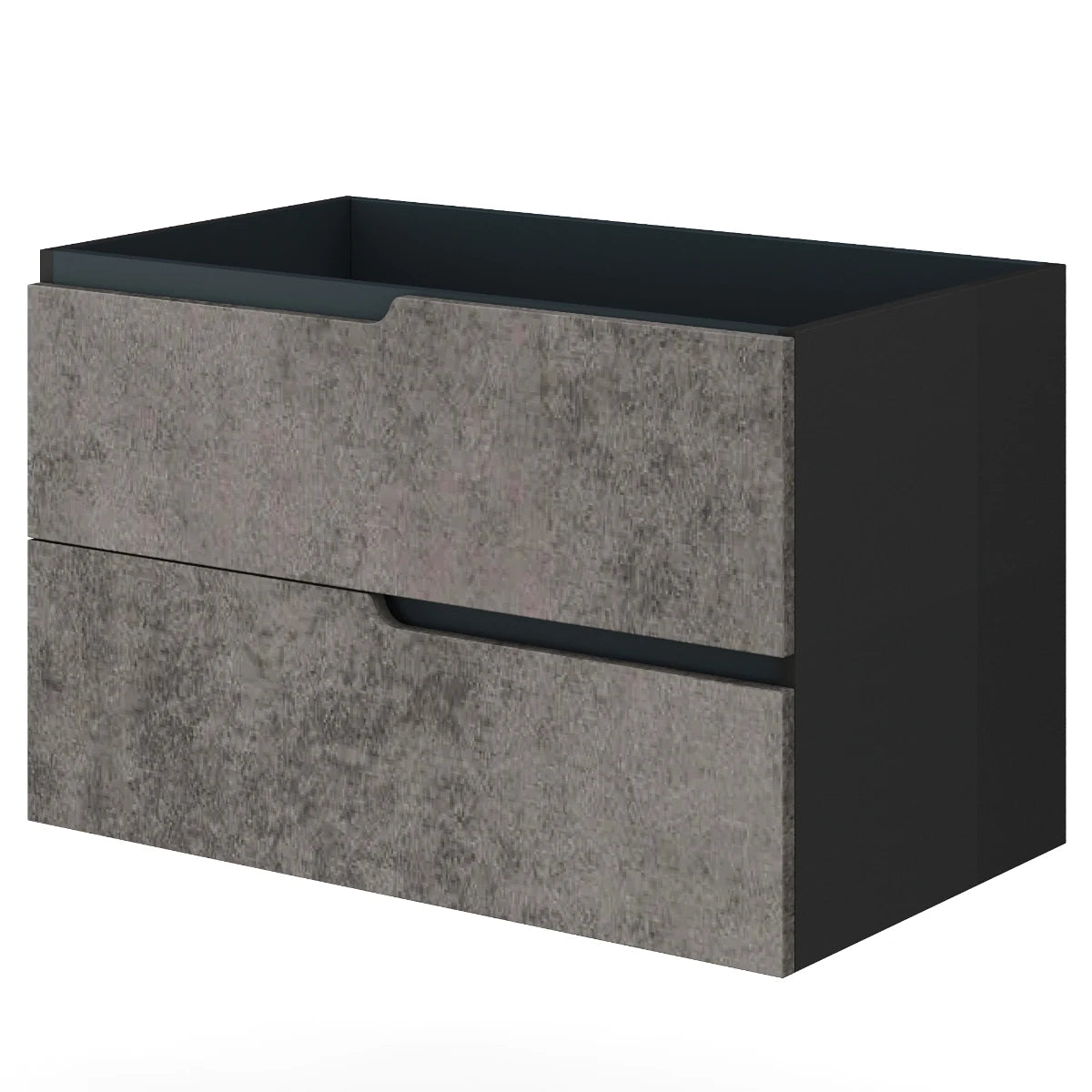 Masca baie + lavoar Savini Due Winter, cu sertare, negru mat + gri, suspendat, 60 x 46 x 51 cm