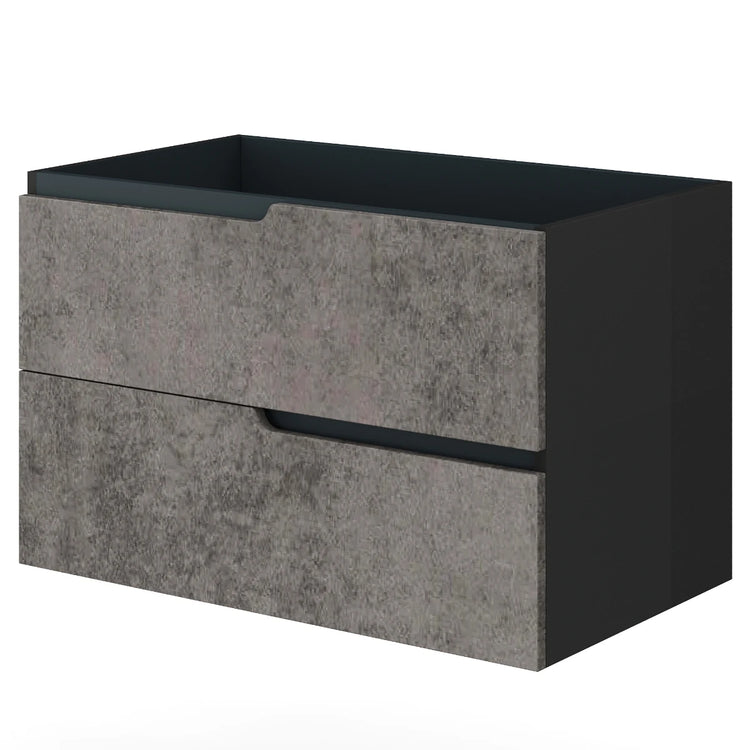Masca baie + lavoar Savini Due Winter, cu sertare, negru mat + gri, suspendat, 60 x 46 x 51 cm