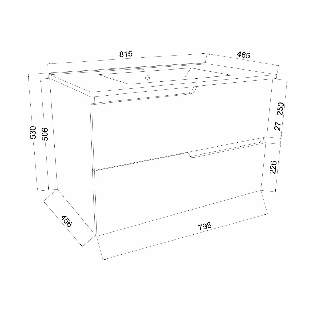 Masca baie + lavoar Savini Due Winter, cu sertare, negru mat + gri, suspendat, 60 x 46 x 51 cm