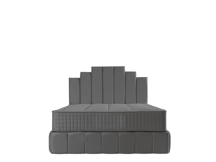 Pat Hango, 160x200 cm, gri, saltea inclusa si somiera metalica rabatabila