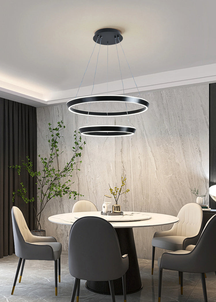 Lustra LED Tip Pendul, Cu Telecomanda, 3 Tipuri De Lumina, Inaltime Reglabila, 146W, Negru