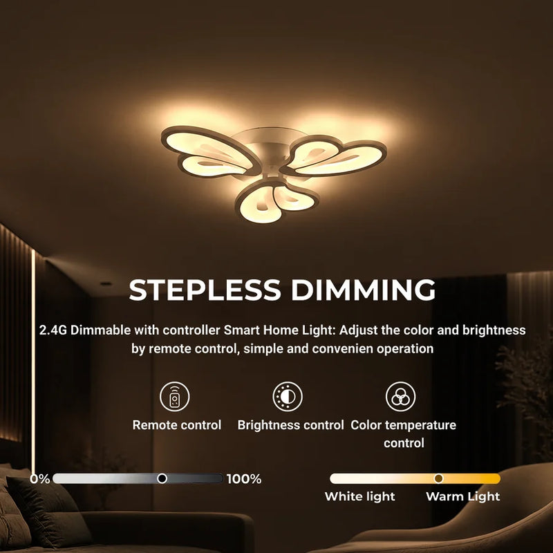 Lustra LED cu telecomanda BLOSSOM 40W, 3 Petale, lumina Rece/Calda/Neutra, Dimabila, Alb-10