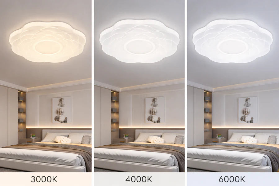 Plafonieră LED Floare 35 cm, 32W, 3000K / 4000K / 6000K, Alb, Metal si Acril