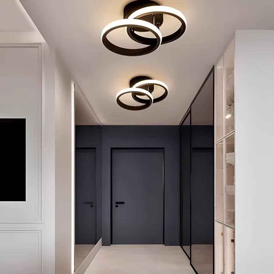 Lustra LED VERTEX CIRCULA 21W, 2 Cercuri, Rame Metalice, lumina Rece/Calda/Neutra, Negru