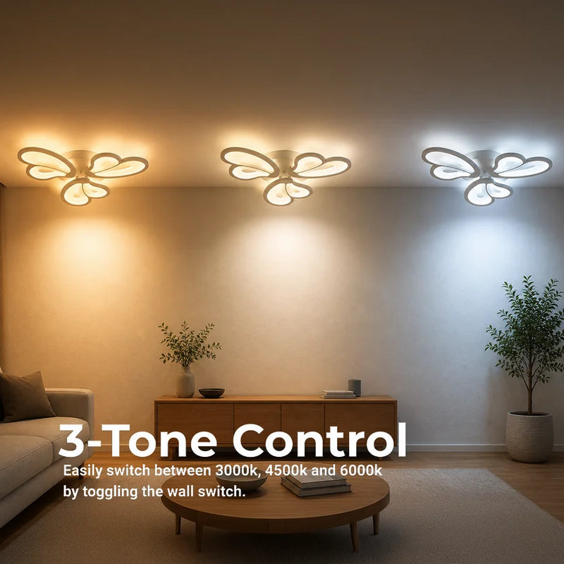 Lustra LED cu telecomanda BLOSSOM 40W, 3 Petale, lumina Rece/Calda/Neutra, Dimabila, Alb-2
