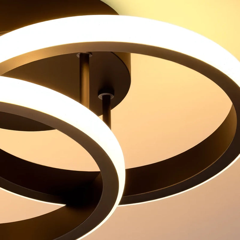Lustra LED VERTEX CIRCULA 21W, 2 Cercuri, Rame Metalice, lLumina Rece/Calda/Neutra 3000K/4000K/6000K, Negru, Metal-9