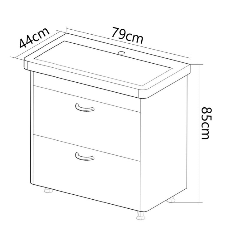 BAZA SI LAVOAR SERIA 501, 80CM SERTARE ALB - La Cucu